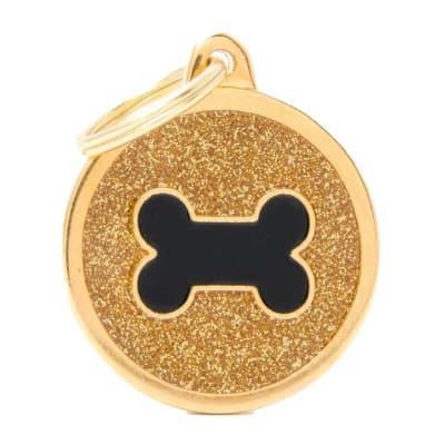 GOLD BIG GLITTER CIRCLE BLACK BONE