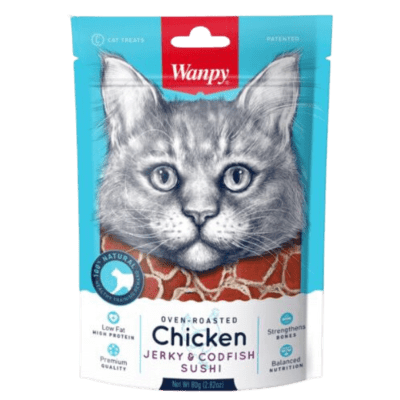 WANPY JERKY CHICKEN & CODFISH SUSHI FOR CATS