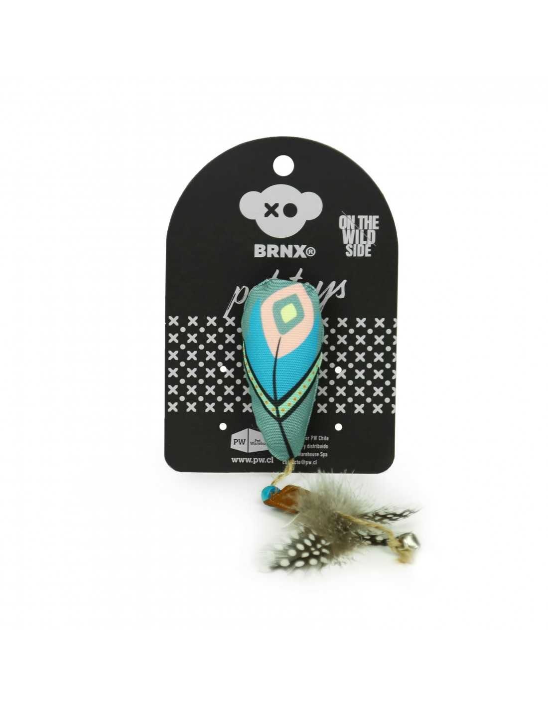 BRNX JUGUETE CAT MAXI TOY PLUMA BOHO CELESTE | Rekete Patitas Pet Shop