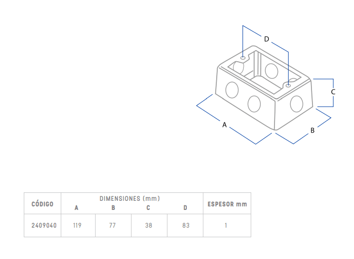 CAJA CHUQUI METALICA PREGALVANIZADA 5/8