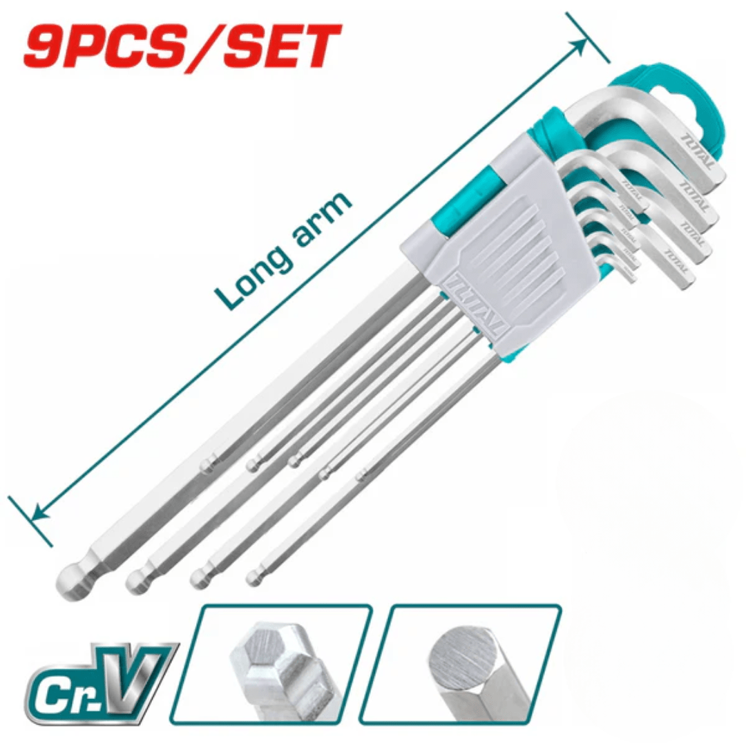 JUEGO LLAVE ALLEN HEX BOLA 1.5 - 10 MM 9 PIEZAS (THT106292) - TOTAL2