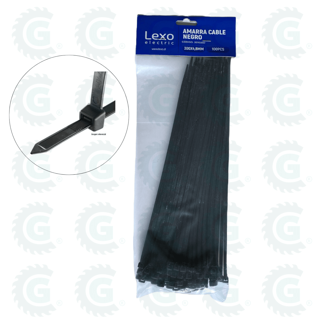 AMARRA CABLE NEGRO FILTRO UV BOLSA 100 UDS - LEXO7