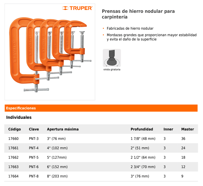 PRENSA CARPINTERO TIPO C2
