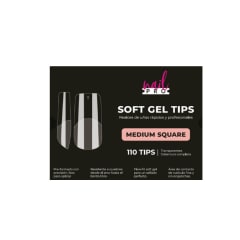Tips Soft Gel Medium Square Nail Pro 110unid