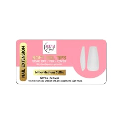 Tips Soft Gel Milky Medium Coffin Dream Nail 120unid