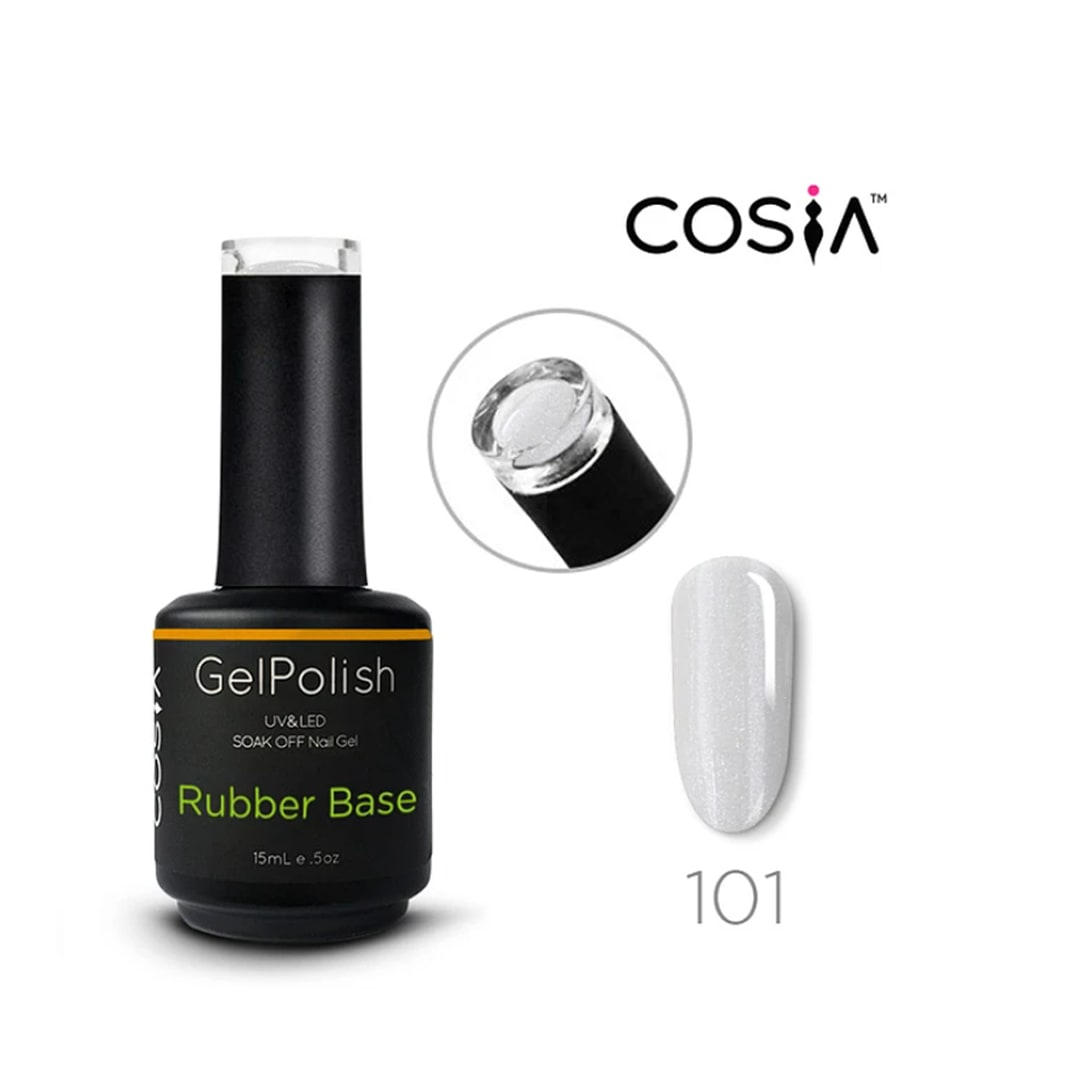 Rubber base #101 Cosia 15ml Blanco con glitter1