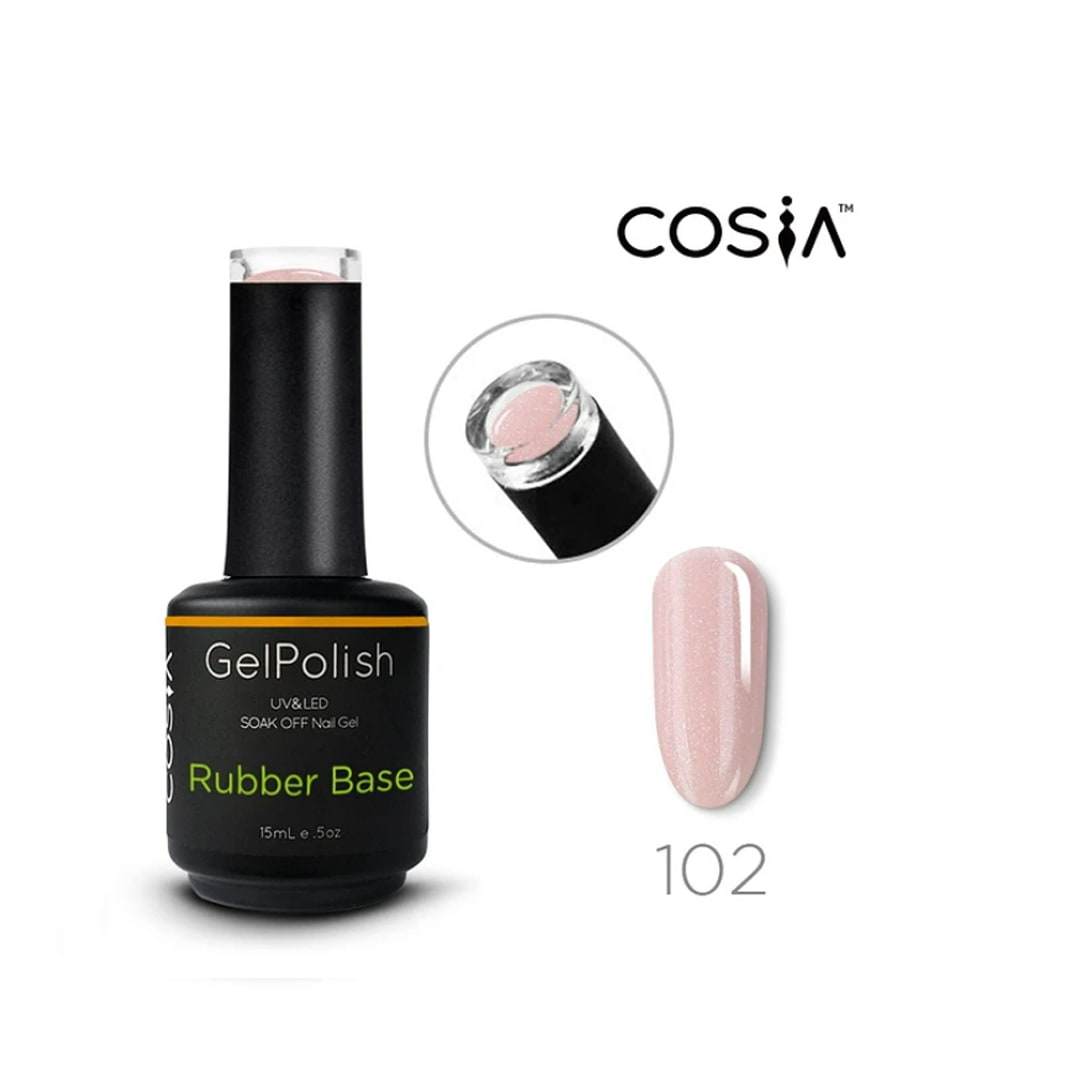 Rubber Base #102 Cosia 15ml Rosa Claro con glitter1