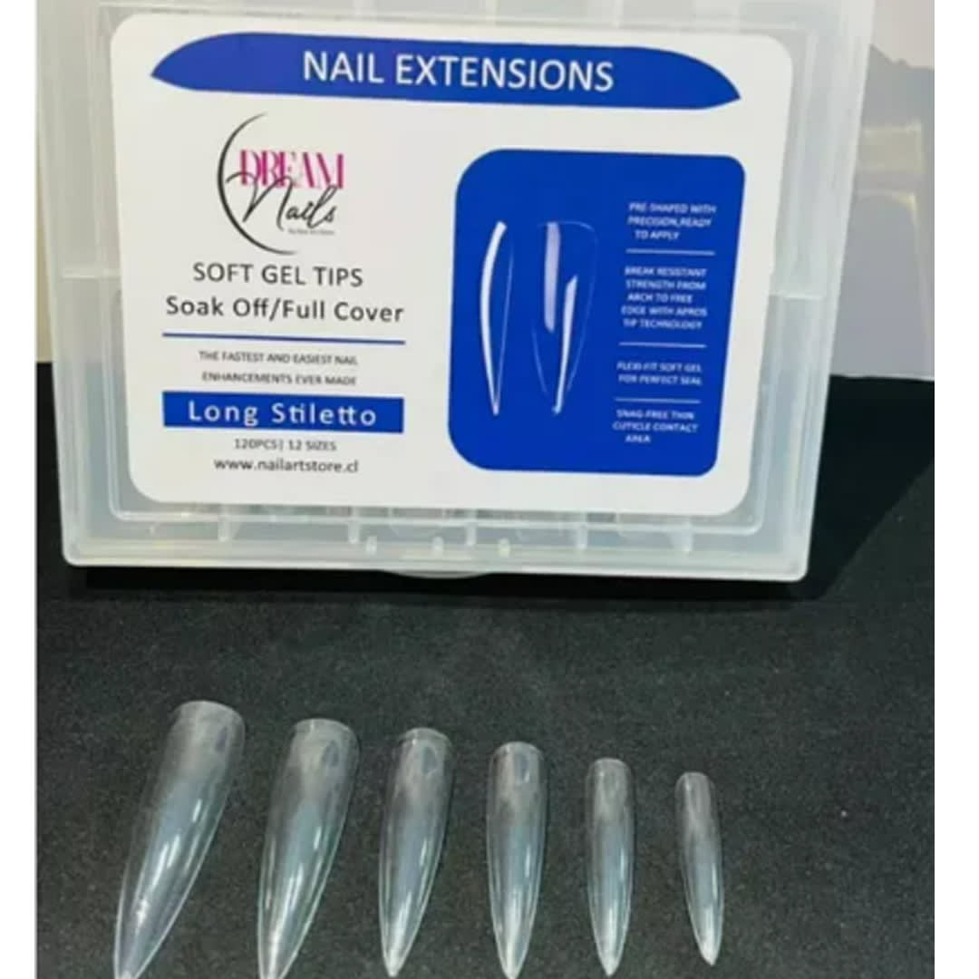 Tips Soft Gel Long Stiletto Dream Nail 120unid1