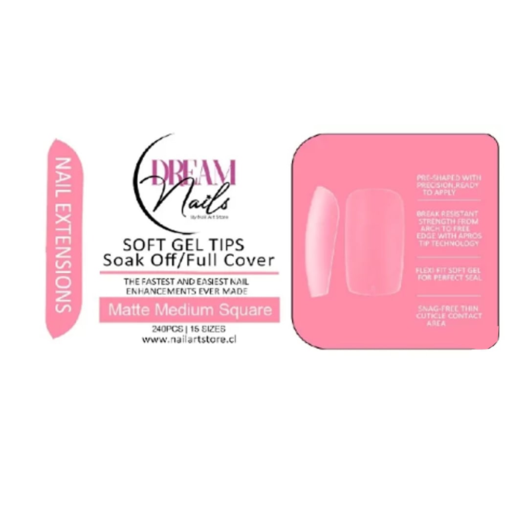 Tips Soft Gel Matte Medium Square Dream Nail 240unid1