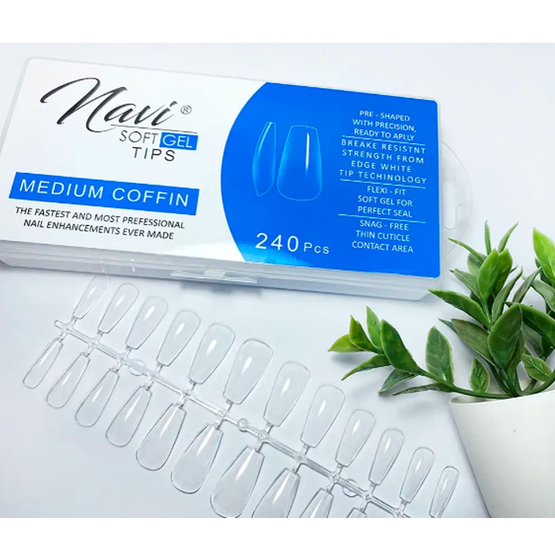 Tips Soft Gel Medium Coffin Navi 240unid1