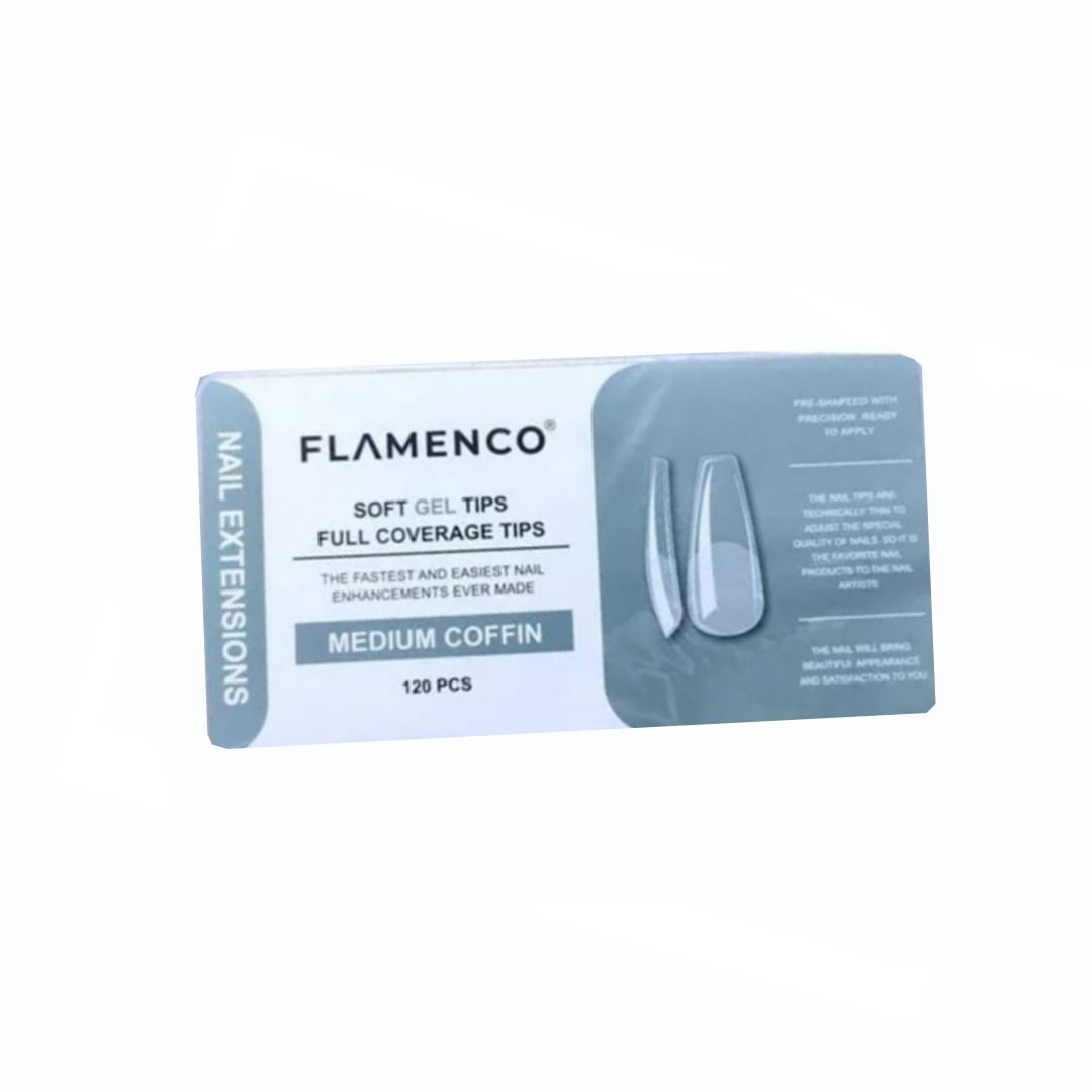 Tips Soft Gel Medium Coffin Flamenco 120unid1