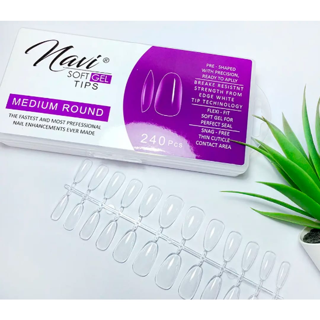 Tips Soft Gel Medium Round Navi 240unid1