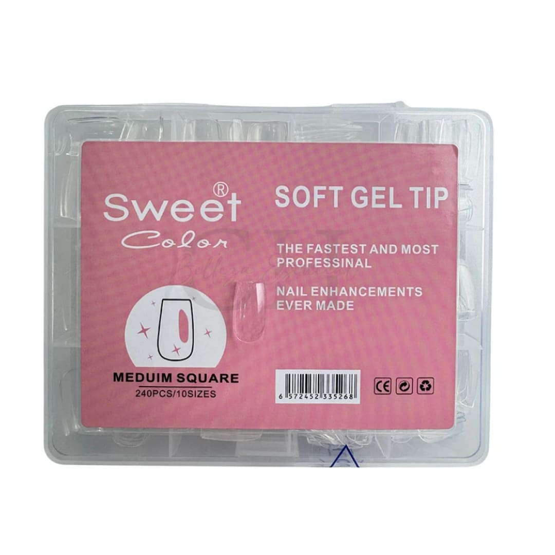Tips Soft Gel Medium Square Sweet Color 240unid1