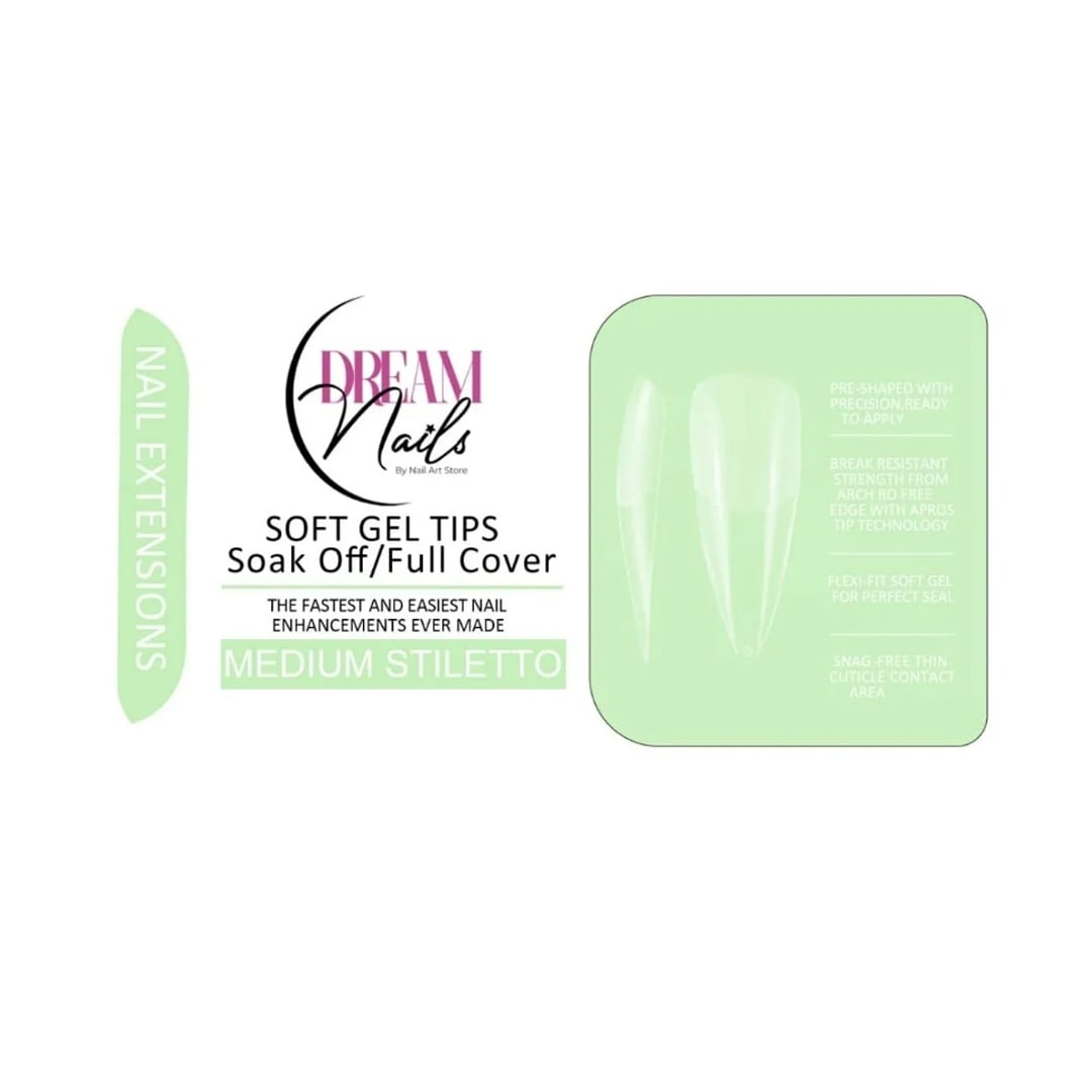 Tips Soft Gel Medium Stiletto Dream Nail 120unid1