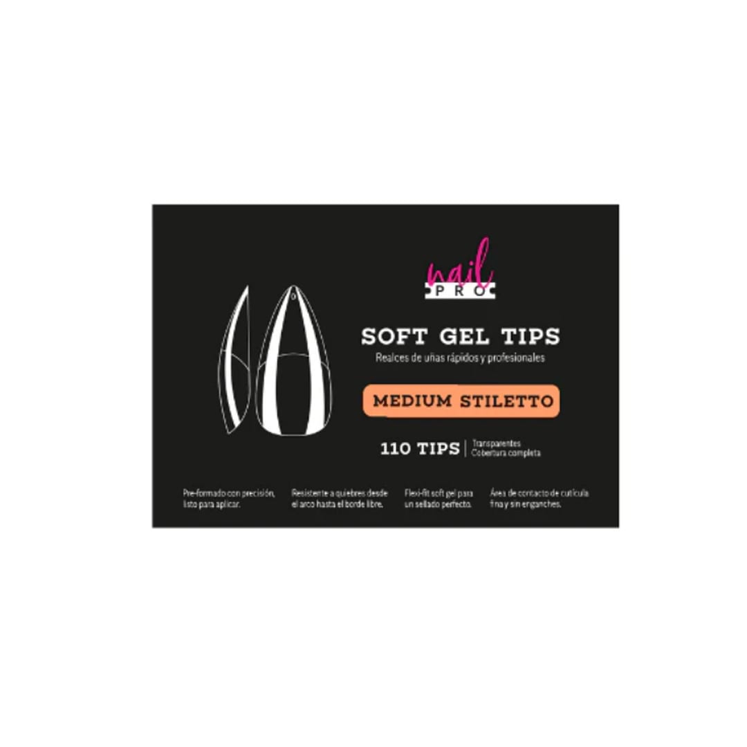 Tips Soft Gel Medium Stiletto Nail Pro 110unid1