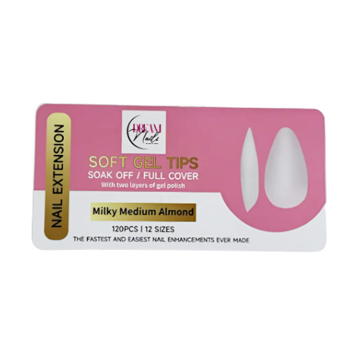 Tips Soft Gel Milky Medium Almond Dream Nail 120unid1