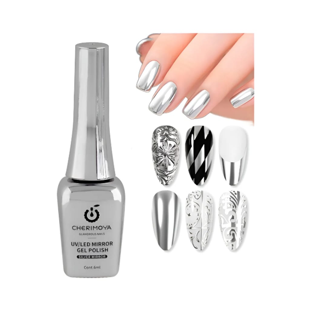 Esmalte Gel Silver Mirror Efecto Espejo Plateado Cherimoya1