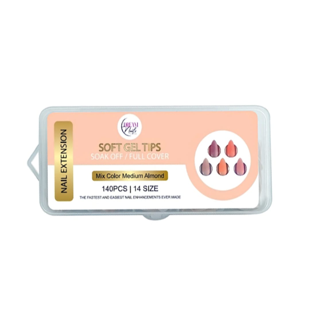 Tips Soft Gel Mix Color Medium Almond Dream Nail 140unid1