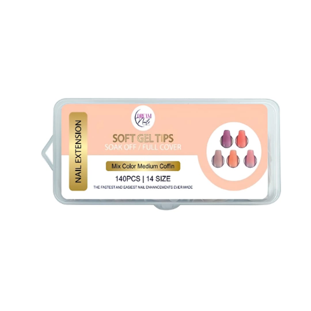 Tips Soft Gel Mix Color Medium Coffin Dream Nail 140unid1