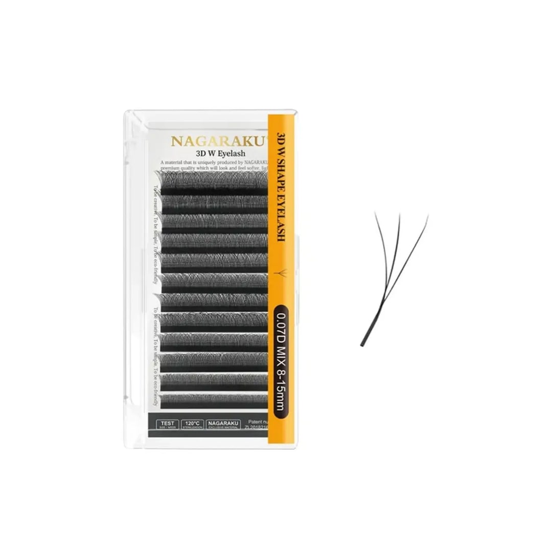 Pestañas Fibra Tecnologicas Nagaraku 3d W Shape Eyelashes 0.07d Mix Negro D 1.5 Cm 0.07 Mm1