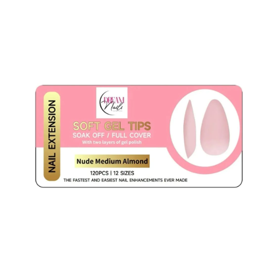 Tips Soft Gel Nude Medium Almond Dream Nail 120unid1