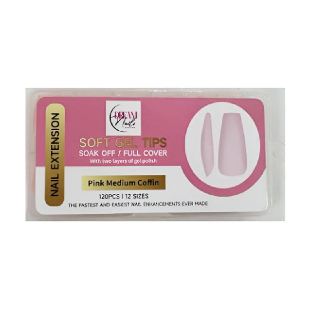 Tips Soft Gel Pink Medium Coffin Dream Nail 120unid1