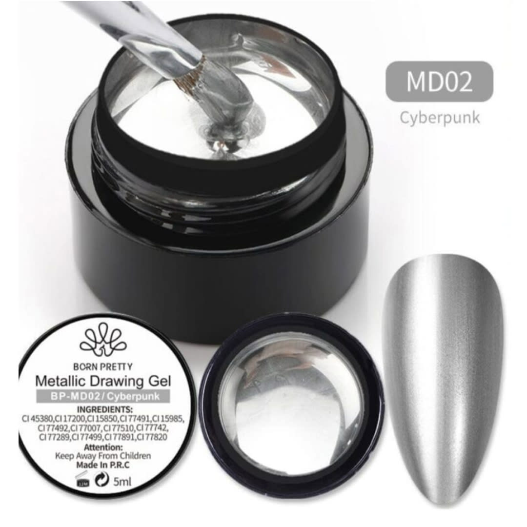 Gel Paint Metalico Plateado Born Pretty 5ml1