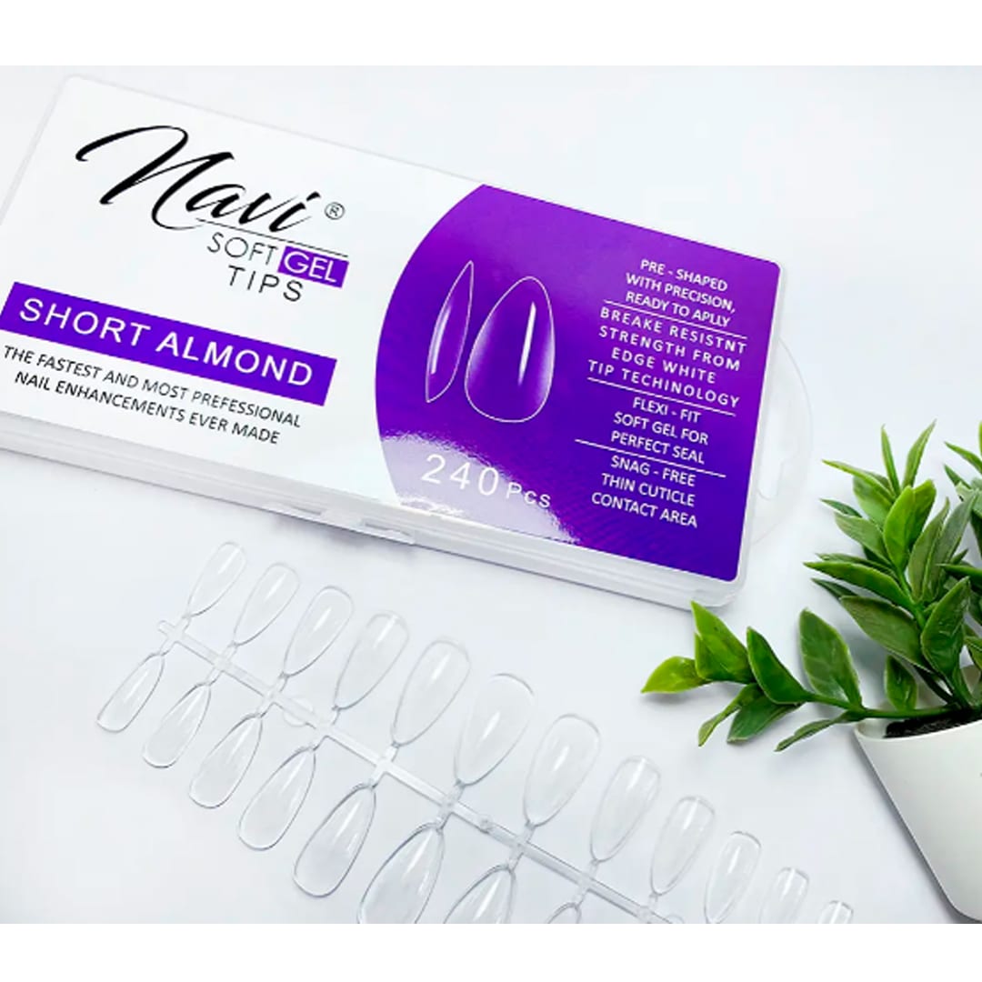 Tips Soft Gel Short Almond Navi 240unid1