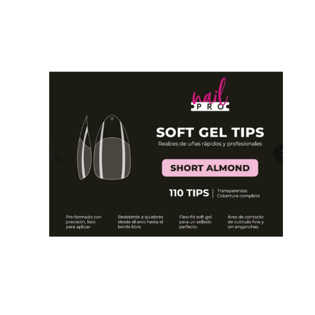 Tips Soft Gel Short Almond Nail Pro 110unid1