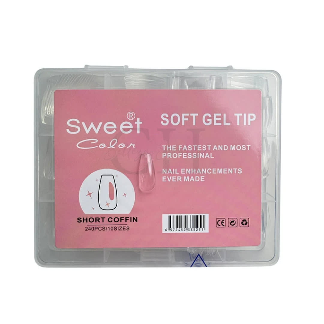 Tips Soft Gel Short Coffin Sweet Color 240unid1