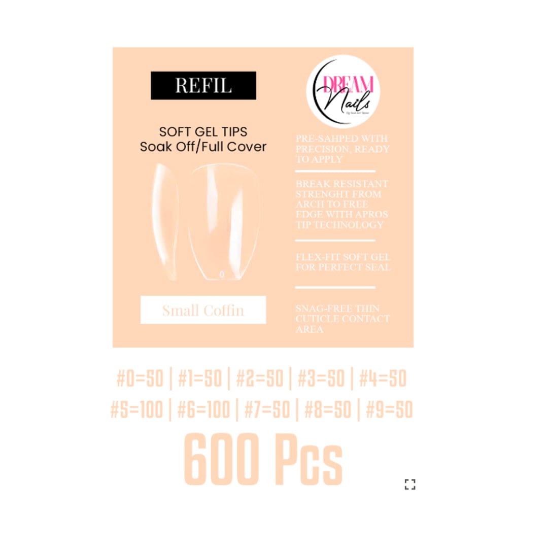 Tips Soft Gel Bolsa Small Coffin Dream Nail1