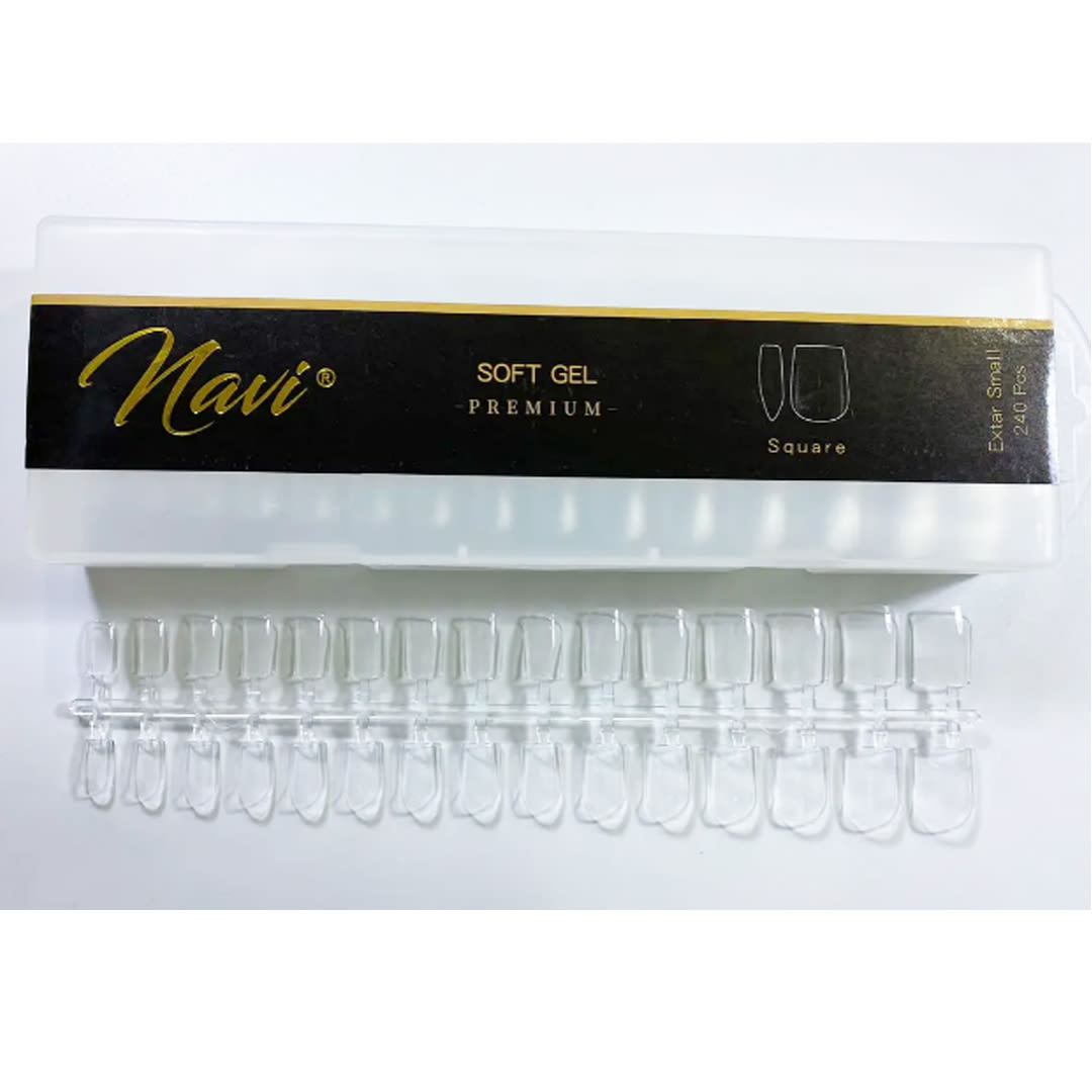 Tips Soft Gel Premium Square Extra Small Navi 240unid1