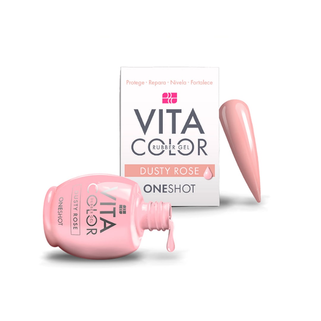 Rubber Vita Color Dusty Rose con Vitamina Nail Factory 14ml1