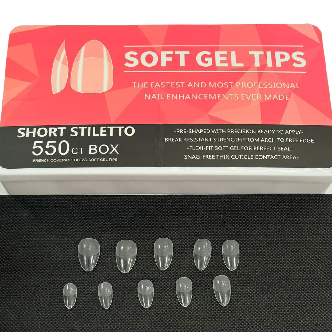 Tips Soft Gel Short Stiletto Box 550unid1