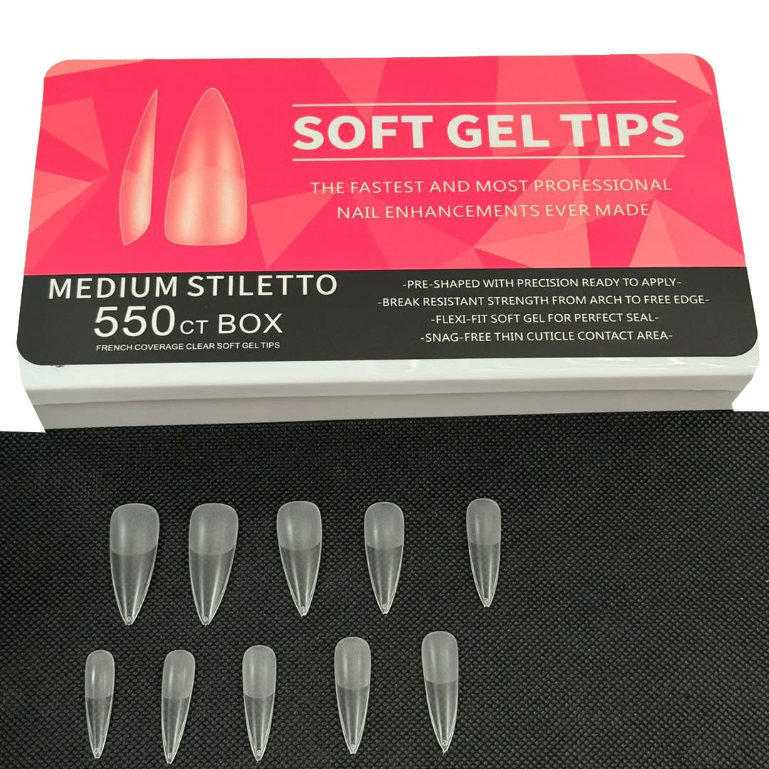 Tips Soft Gel Medium Stiletto Box 550unid1