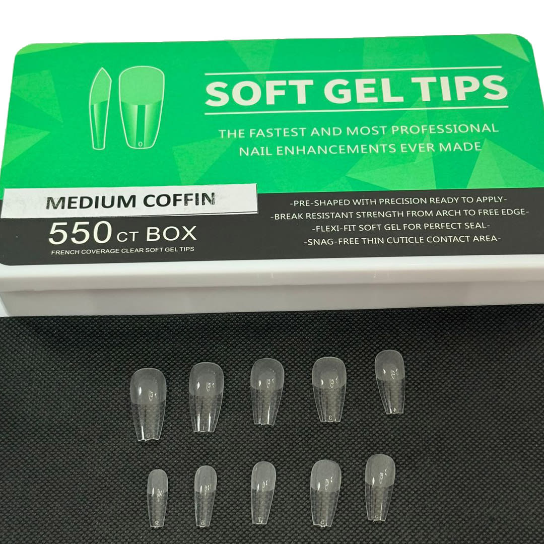 Tips Soft Gel Medium Coffin Box 550unid1