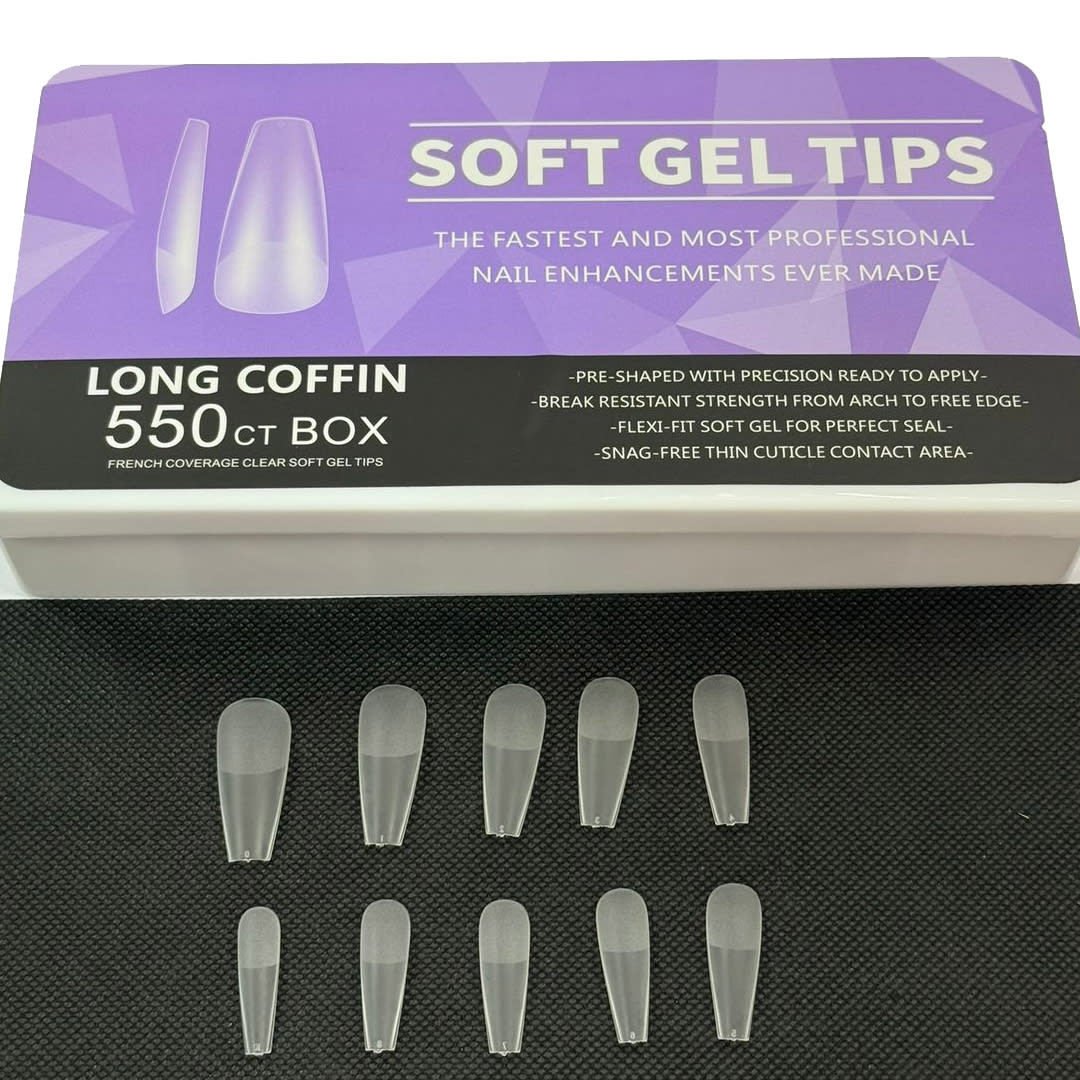 Tips Soft Gel Long Coffin Box 550unid1