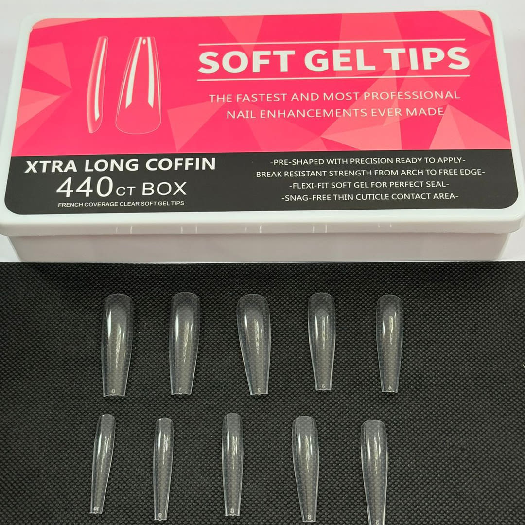 Tips Soft Gel Xtra Long Coffin Box 440unid1