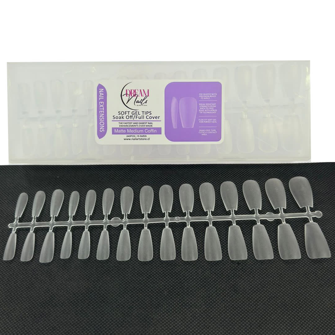 Tips Soft Gel Matte Medium Coffin Dream Nail 240unid2