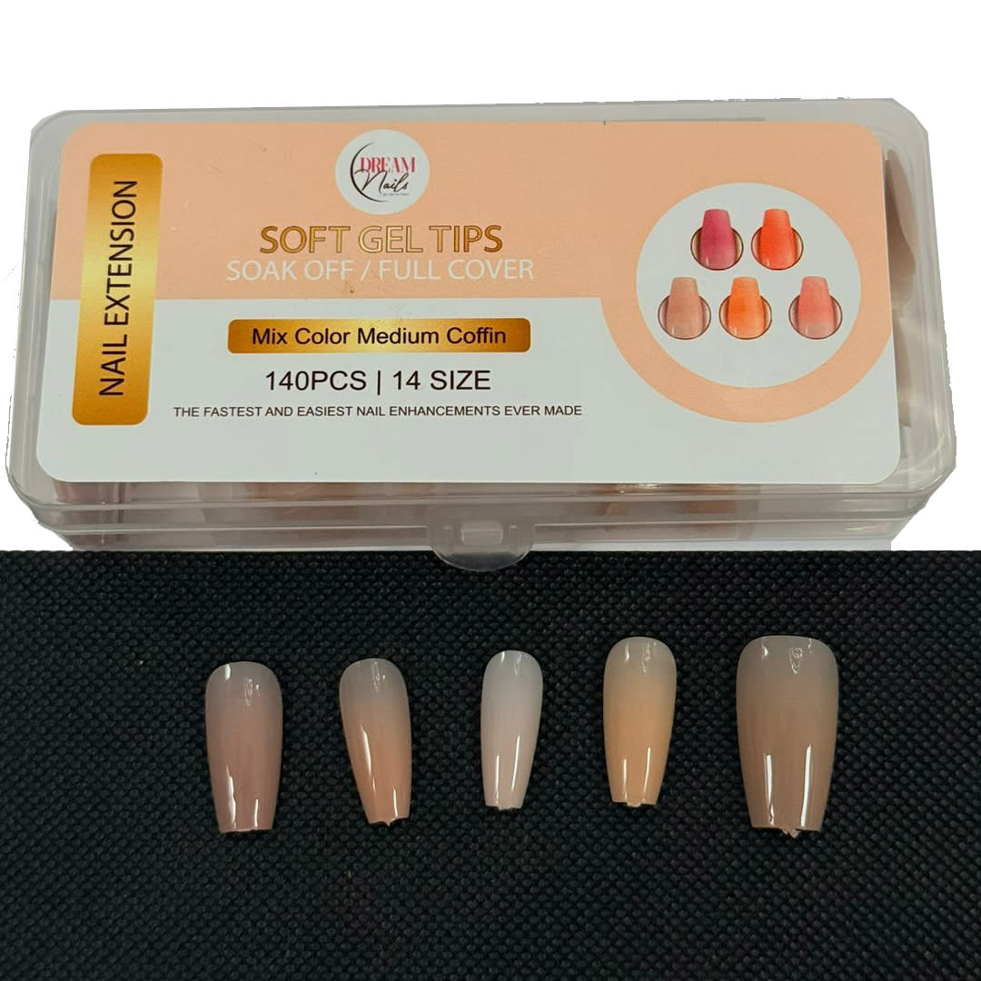 Tips Soft Gel Mix Color Medium Coffin Dream Nail 140unid2