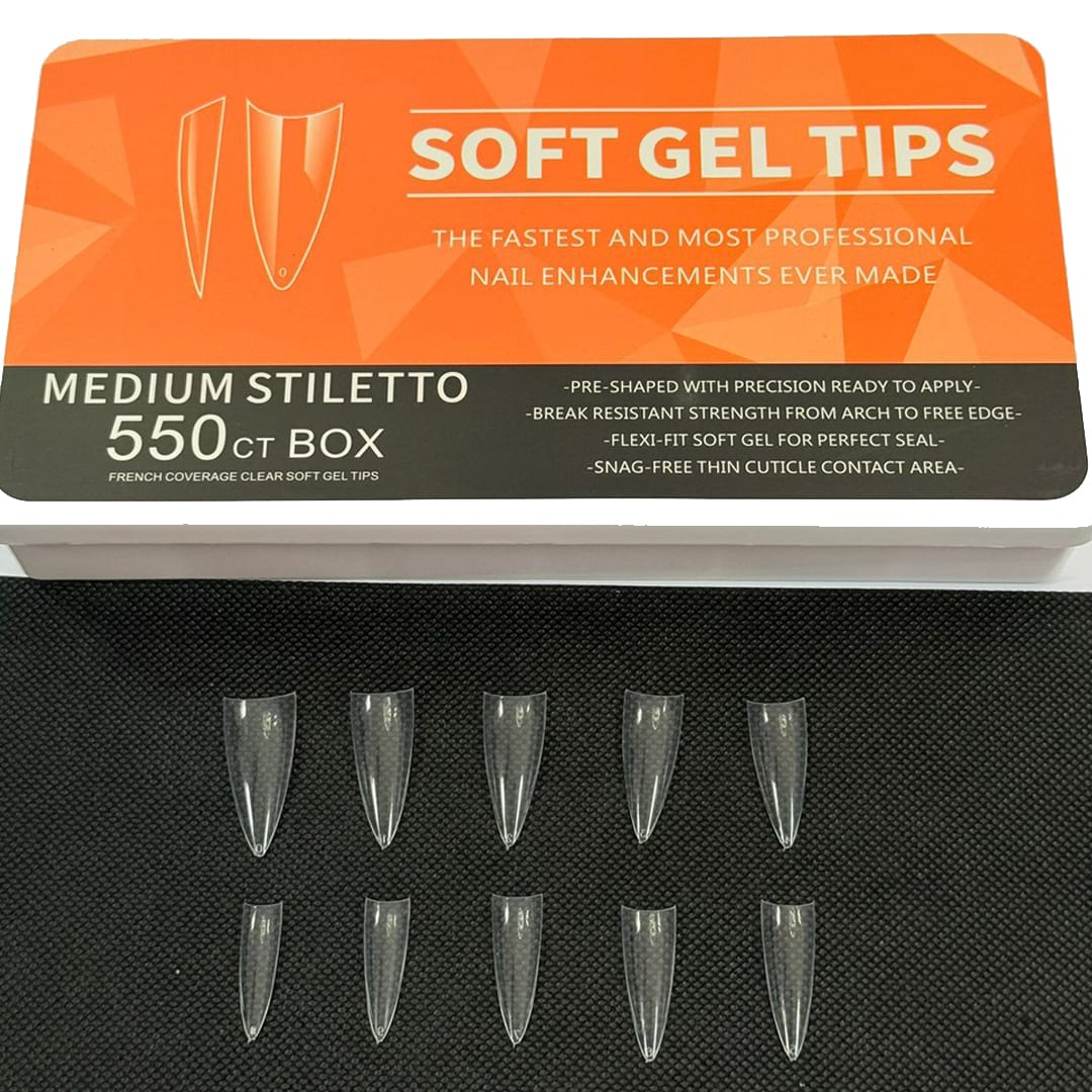 Tips Soft Medium Stiletto Box 550unid1
