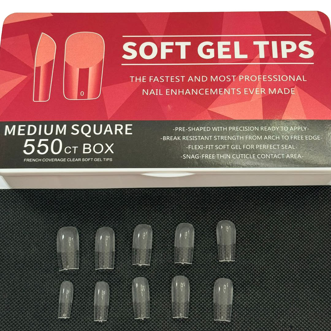 Tips Soft Gel Medium Square Box 550unid1