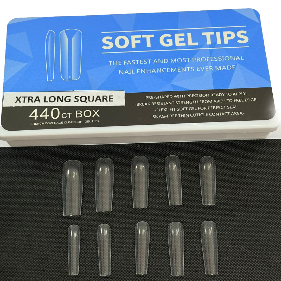 Tips Soft Gel Xtra Long Square Box 440unid1