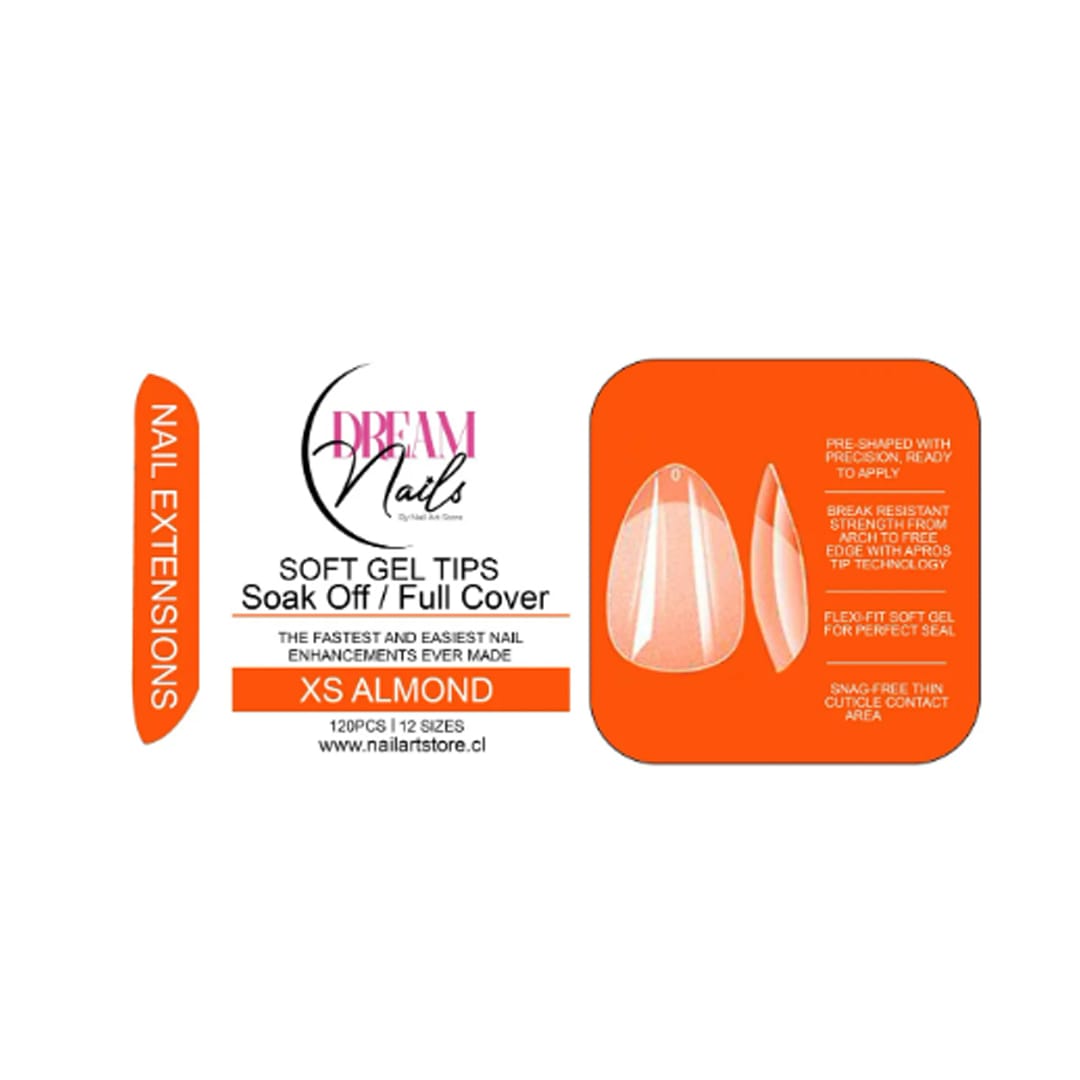 Tips Soft Gel Xs Almond Dream Nail 120unid1