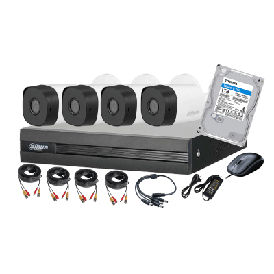 CCTV KIT DAHUA DVR 4CH + 4 CAM 2MP BULLET CON DISCO 1TB1