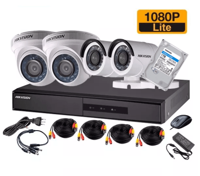 CCTV KIT HIKVISION 4 CAM 2 DOMO 2 BALA 2MP 1TB