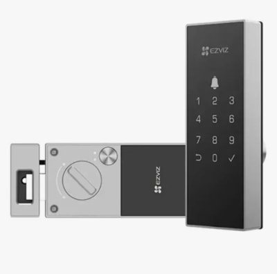 Cerradura Inteligente Dl03 Rim Lock, Teclado Wifi Bt Ezviz Color Negro/Gris