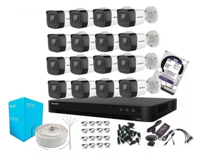 CCTV KIT HIKVISION 16 CAM 1080 LITE INSTALADOR + 4tb1