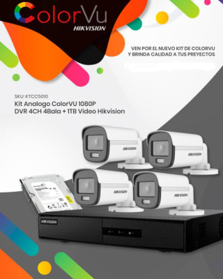 CCTV KIT HIKVISION 4 CAM COLORVU 1080P 1TB1