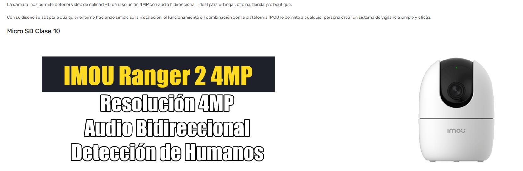 Camara Ip Imou Ranger Pt 4mp Ir10 Audio Slot Microsd